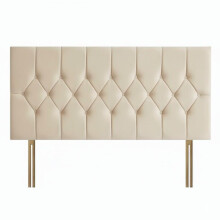 (Cream, King 5ft) Chesterfield headboard|Bed headboard plush velvet 24" Height padded lined Headboard padded panelled Headboard with matching buttons