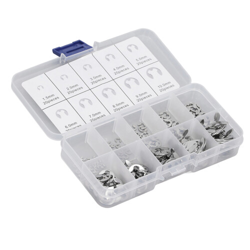 200 Stück E-Clip-Set, Edelstahl, M1,5–M10 2