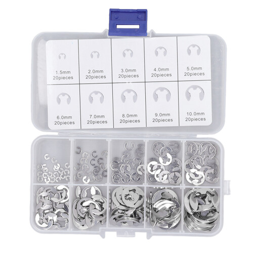 200 Stück E-Clip-Set, Edelstahl, M1,5–M10 1