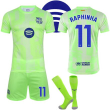 (24)24-25 Maillot extérieur du FC Barcelone enfant/adulte avec chaussettes n 11 Raphinha n 11 Raphinha
