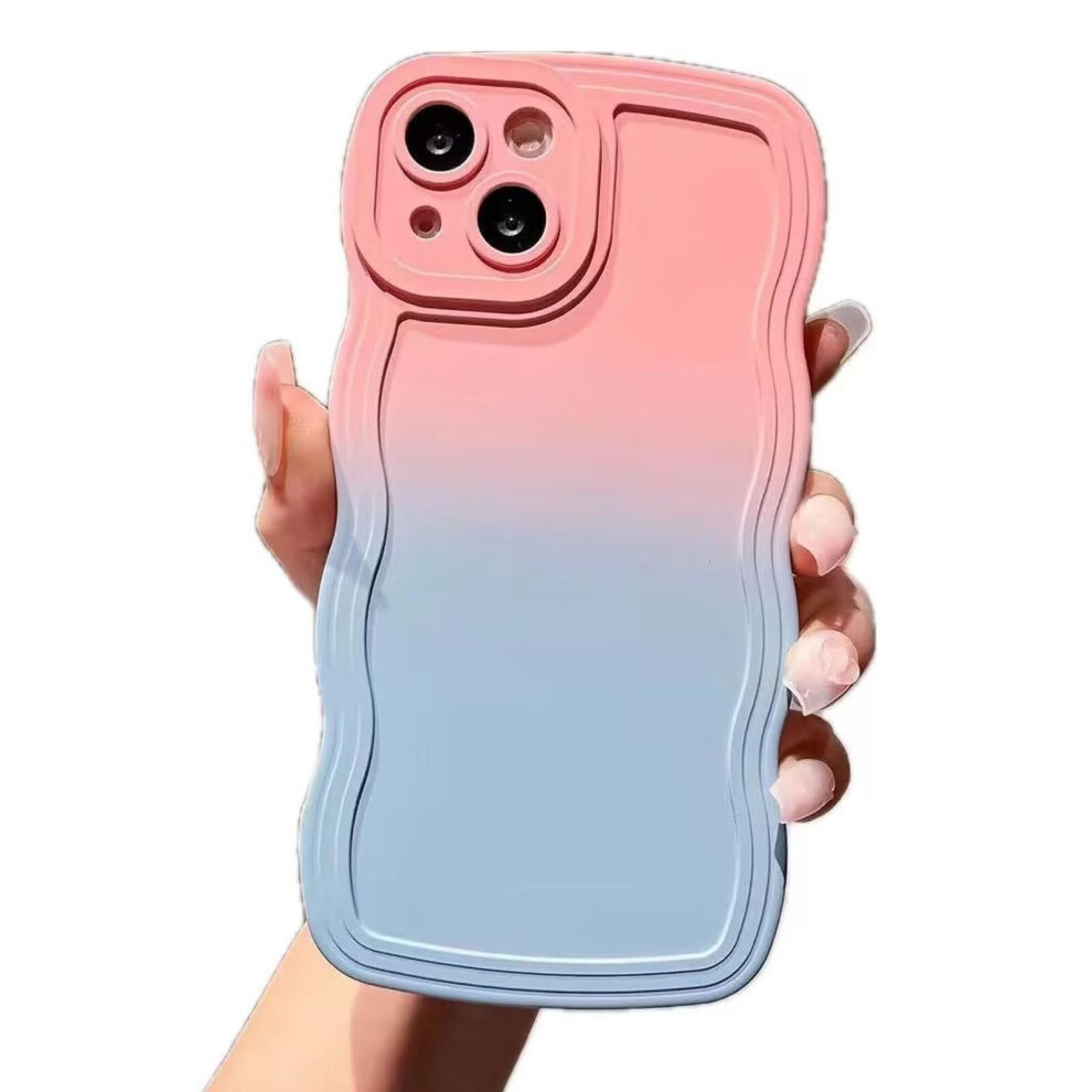 Gradient Wavy Edge Case For Iphone 12 Soft Tpu Bumper Anti Slip Grip Pink Blue Gradient Shockproof Phone Cover Blue,Pink 9393856596522