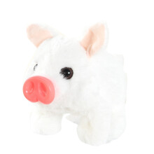 (White)Juguete de peluche eléctrico para cerdo con sonido nariz móvil boca caminar cerdo muñeca de peluche