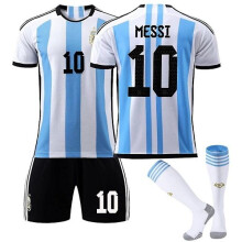 (Niños 26 (140-150 cm)) Camiseta local de Argentina para el Mundial para hombre Messi #10 chándal deportivo