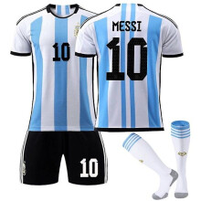 (Kindergröße 24 (130-140 cm)) Argentinien WM Herren Heimtrikot Messi #10 Sport-Trainingsanzug T-Shirt