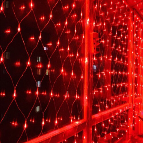 (Red,US-1.5x1.5m-96LEDs)Net Mesh Kerstfee Stringlights Kerstfeest Buiten 3m2m 200LED US EU