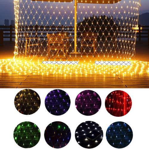 (Red,US-1.5x1.5m-96LEDs)Net Mesh Kerstfee Stringlights Kerstfeest Buiten 3m2m 200LED US EU 1