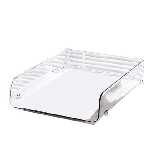 Large Transparent Plastic File Organizer 26.5x33x7.5cm Stackable Desktop Storage 1