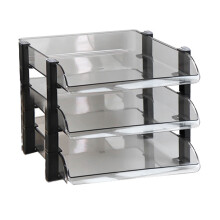 3-Layer Acrylic Desk File Letter Tray Rack Dark Black 280x372x247mm