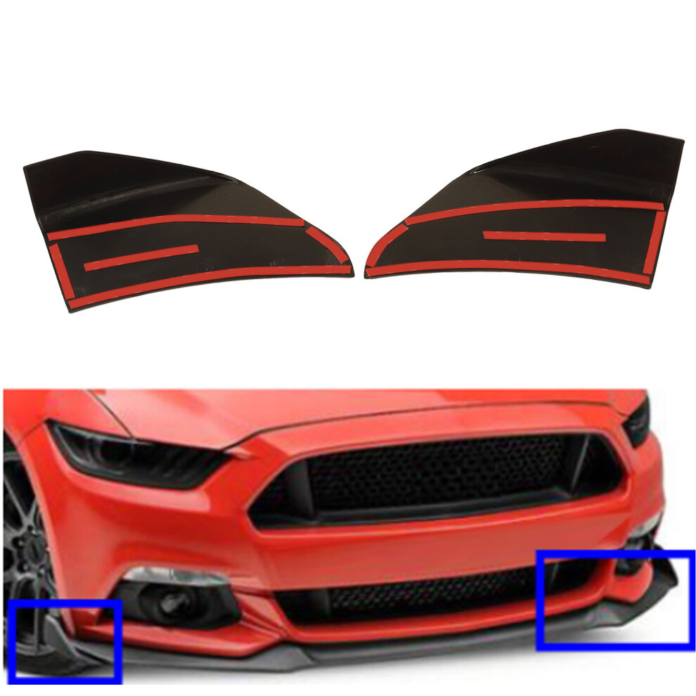 2Pcs Front Bumper Lip Diffuser For Ford Mustang 2015Â2017 Abs Black 7691354619029