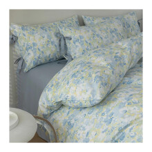Four Piece Bedding Set Queen Size Duvet Cover Cotton Bedding 4-Piece Set Blue Super Soft Fitted Sheet King