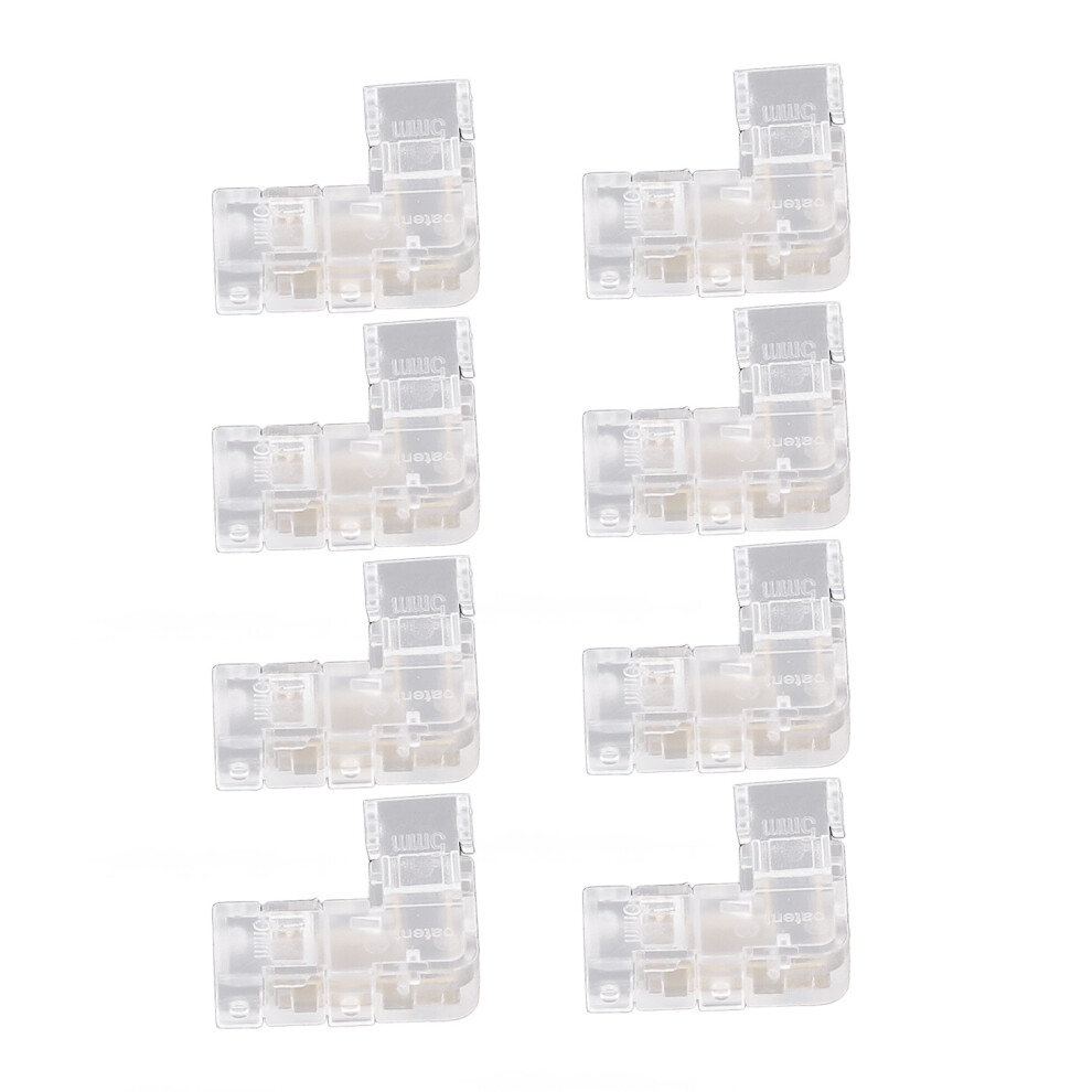 Set Of 8 2Pin 5Mm Cob Led Connectors L Shaped Transparent Solderless Adapters 8741354630292