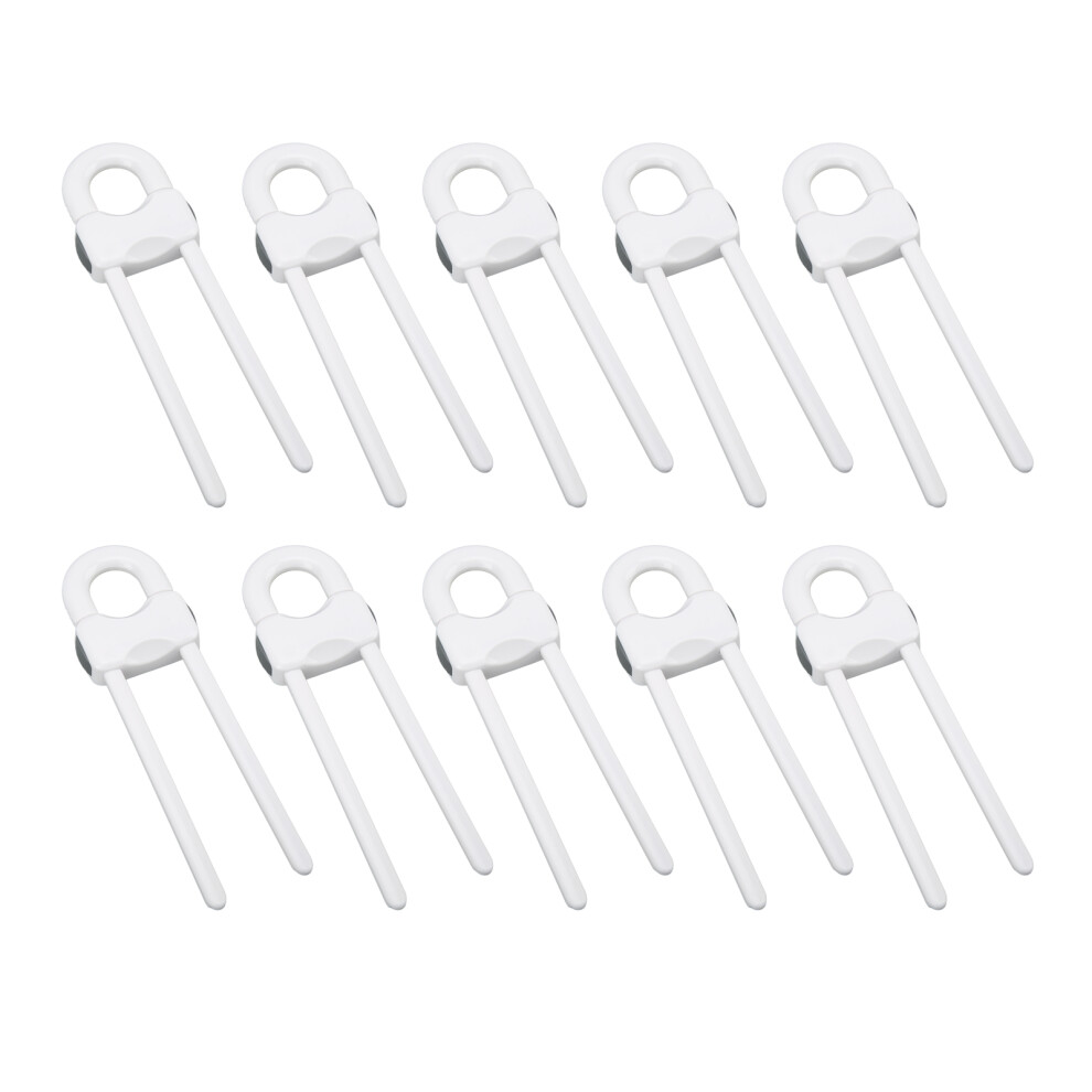 12Pcs U Shaped Childproof Safety Locks For Cabinets & Drawers White