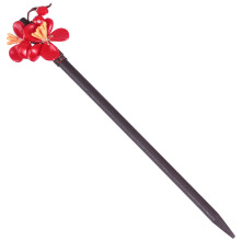 1Pc Antique Red Wooden Hairpin Vintage Flower Hair Clasp for Women