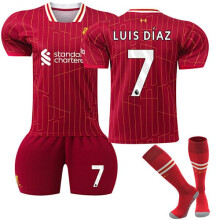 (Größe 18) Liverpool Kinder-Heimtrikot mit Stutzen Nr. 7 Luis Diaz 18 Größe 18