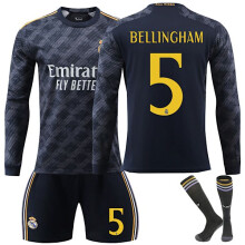 (28) Madrid Bellingham #5 2024/2024 RM Langarm Herbst/Winter Auswärts-Sportanzug für Kinder/Shorts/Socken