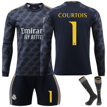 (26)Madrid COURTOIS #5 2023/2024 RM Langarm Herbst/Winter Auswärts-Sportanzug für Kinder/Shorts/Socken-Set
