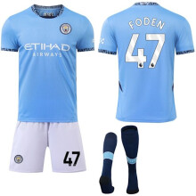 (28) Manchester City Heimtrikot-Set für Kinder und Erwachsene mit Stutzen Nr. 47 FODEN Nr. 47 FODEN