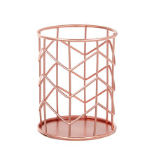 Metallpennhållare för skrivbord, sminkborstekopp, pennhållare, kontors- och hemorganisatör, roséguld