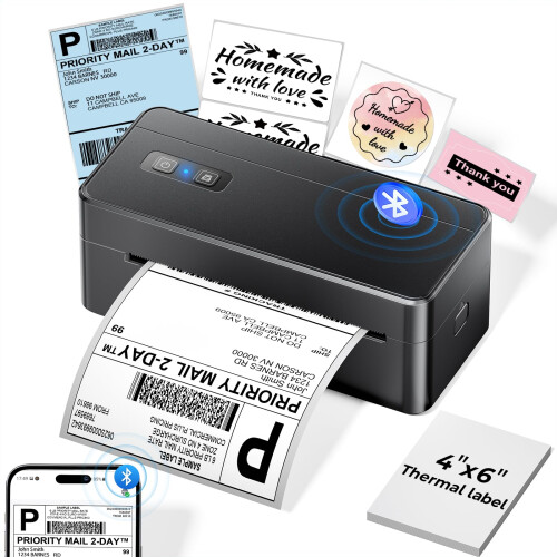 Bluetooth Thermal Shipping Label Printer 4x6, 2410BT Wireless, iOS Android PC Compatible, Ideal For eBay USPS FedEx