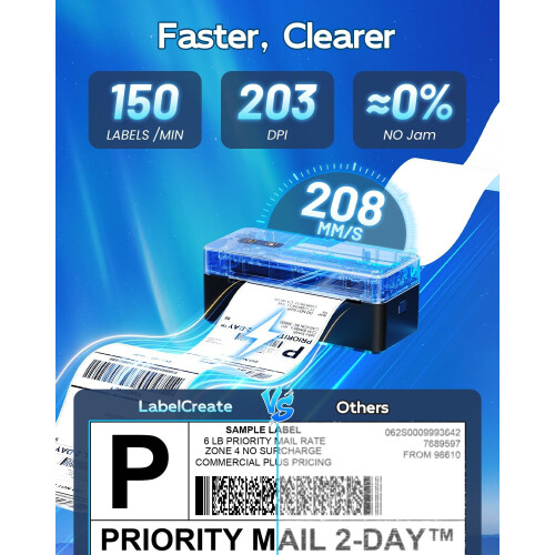 Bluetooth Thermal Shipping Label Printer 4x6, 2410BT Wireless, iOS Android PC Compatible, Ideal For eBay USPS FedEx 2