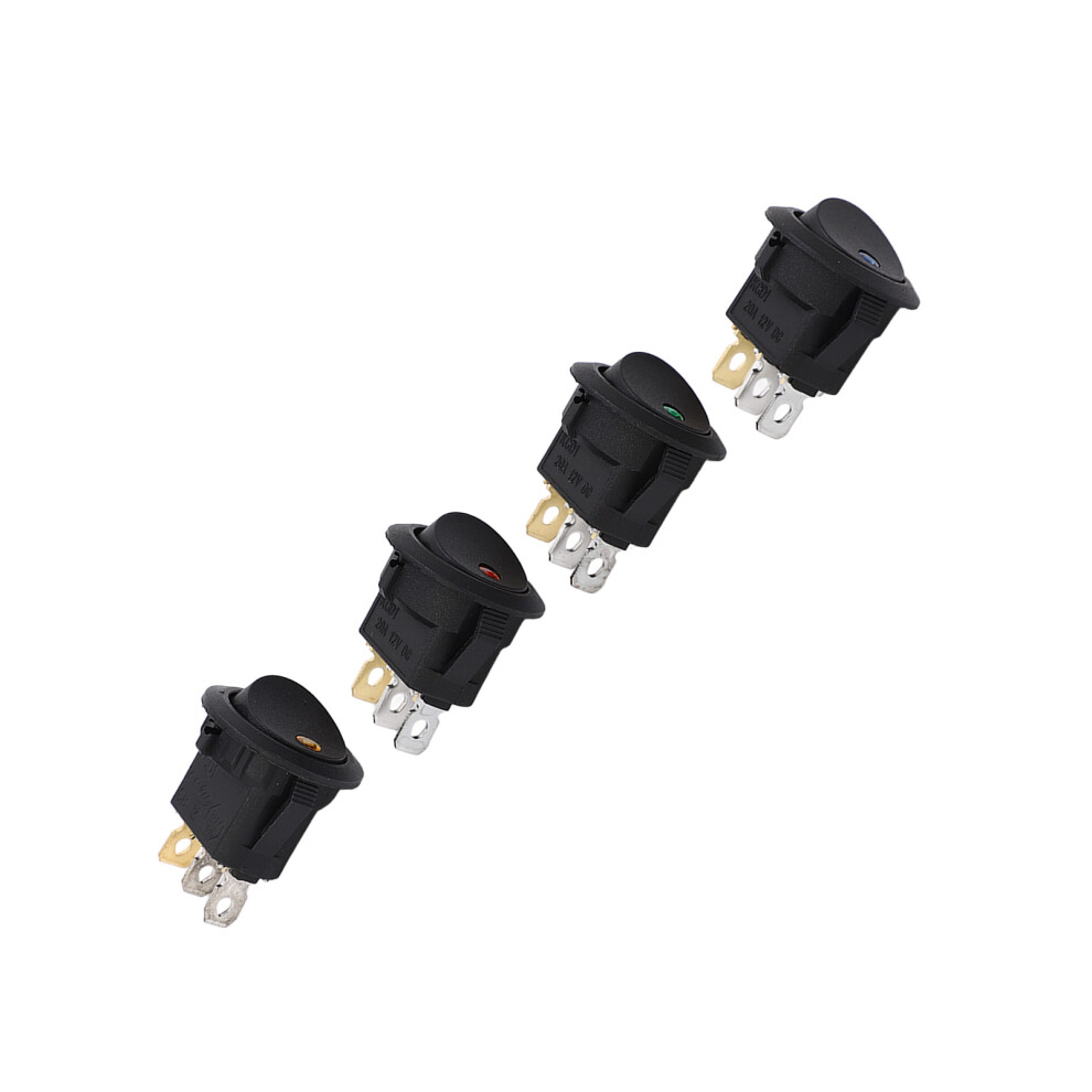 20Pcs 3Pin 12V Abs Round Led Rocker Switch For Cars & Appliances Black 8781354637907