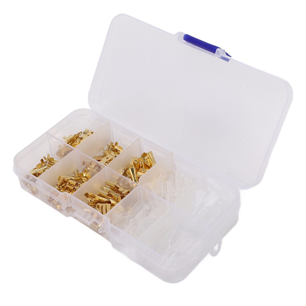 135Pcs Brass Cold Pressed Spade Terminals Kit, 2.8-6.3Mm 8761354637916