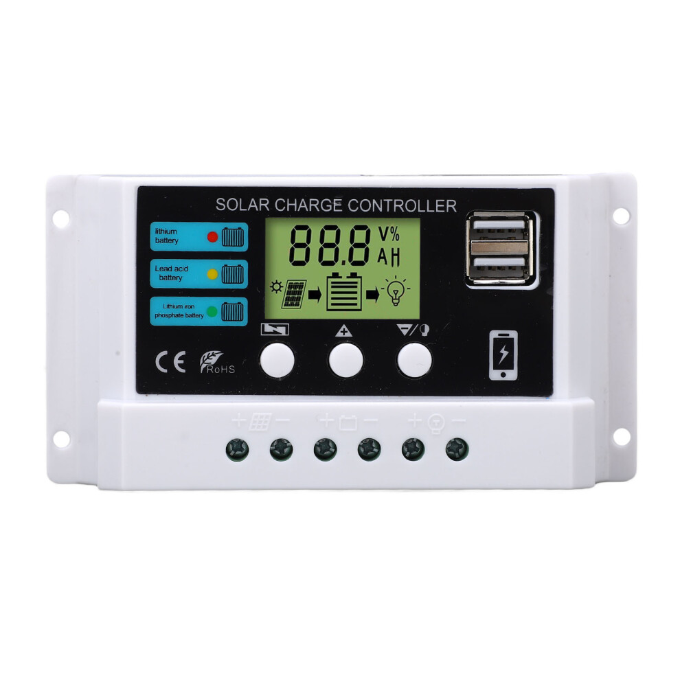 20A Solar Controller With Lcd Display | 12V/24V, Overload Protection, White 4611354638885
