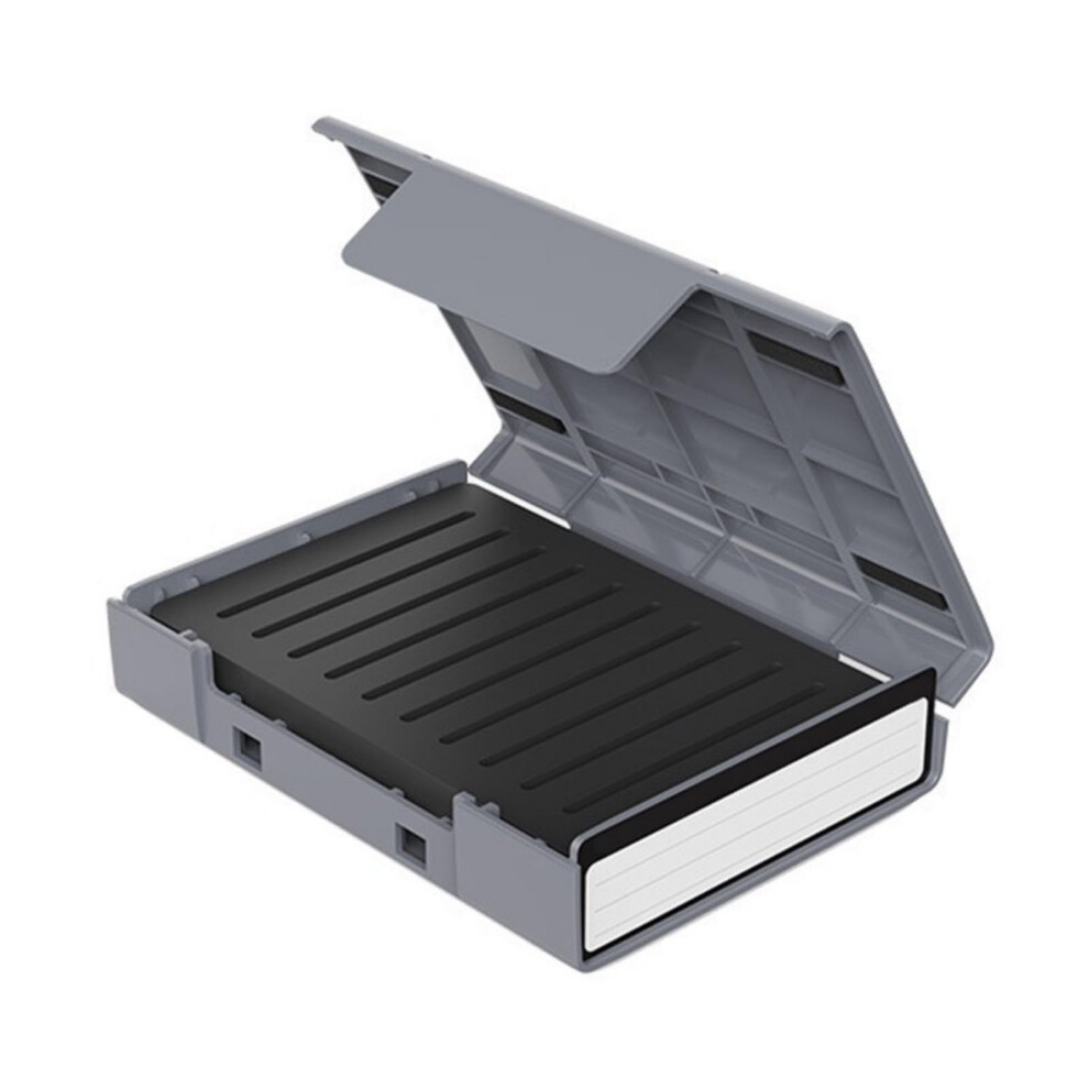 Compactly Abs Hard Drives Container Holds 4X2.5in Or 1X3.5in Solid Disk Built-In Reinforced Shock-Resistant Cushion Grey 9354506516765