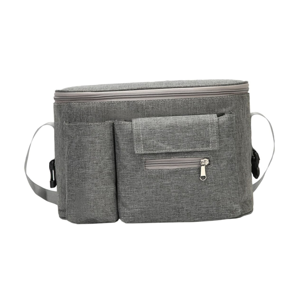 Multi-Functional Stroller Mummy Bag Waterproof Diaper Organizer Insulated Bottle Holder For Parents On The Go Grey