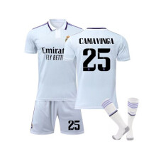 (XS(155-165CM))Maglia da casa Real Madrid 2022/23 Camavinga n. 25 tuta sportiva 3 pezzi per bambini