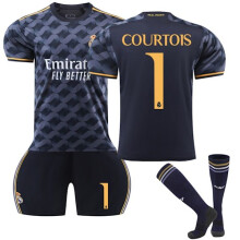 Maglia da trasferta del Real Madrid per bambini 2024 yz No. 1 COURTOIS No. 1 COURTOIS h No. 1 COURTOIS