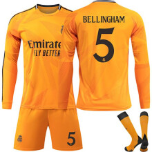(26)Maglia a maniche lunghe per bambini Real Madrid Away, taglia 24-25, n. 5 Bellingham, n. 5 Bellingham