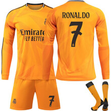 (24)Maglia da trasferta a maniche lunghe del Real Madrid per bambini, taglia 24-25 n. 7 Ronaldo n. 7
