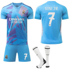 (S)Maglia sportiva blu del Real Madrid per bambini e adulti n. 7 VINI JR S