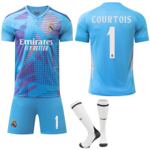 (26) Real Madrid blaues Sporttrikot für Kinder und Erwachsene Nr. 1 COURTOIS 26