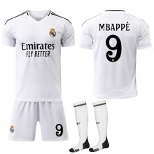 (M)Tuta da ginnastica Real Madrid Home Tuta sportiva per bambini e adulti con calzini N. 9 Mbappé N.