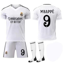 Maglia da casa del Real Madrid per bambini e adulti, maglietta sportiva con calzini, n. 9 Mbappé, n.