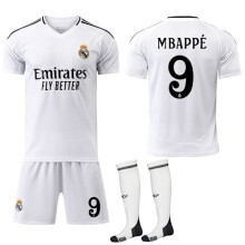 Maglia da casa del Real Madrid per bambini e adulti, maglietta sportiva con calzini, n. 9 Mbappé, n.