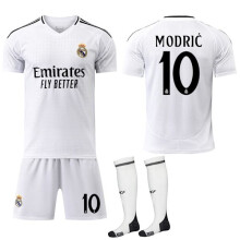 (26)Maglia da casa del Real Madrid per bambini e adulti, maglietta sportiva con calzini n. 10 Modric