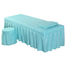 Soft Beauty Massage Bed Sheet Set With Pillowcase And Stool Cover Blue