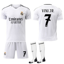 (18)Tuta sportiva Real Madrid Home per bambini e adulti con calzini Taglia 7 VINI JR-Xin No.7 VINI JR