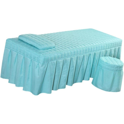 Soft Beauty Massage Bed Sheet Set With Pillowcase And Stool Cover Blue 1