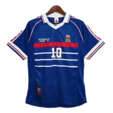 (S)Retro tuta 1998 Francia Coppa del Mondo Home manica corta tuta sportiva n. 10 Zidane 1 tuta sportiva