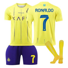 (Bambini 22 (120-130 cm)) Ronaldo 23-24 Al-Nassr FC Maglia n. 7 Maglia sportiva da casa Set Adulti Bambini