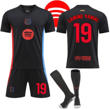 (L)RY-Barcelona Maglia da trasferta per bambini e adulti con calzini n. 19 Yamal n. 19 Yamal L