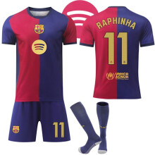 (22)RYI.Barcelona Home Bambini Adulto Nuova tuta sportiva con calzini No.11 Raphinha No.11 Raphinha