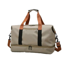 Gym Bag Large Capacity Travel Bag Waterproof Khaki, Short-Distance Luggage, Portable Fitness Shoulder Crossbody Men's