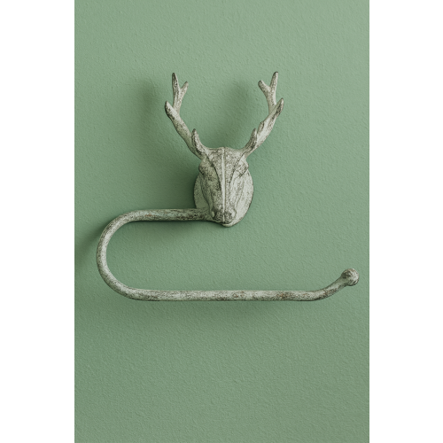 Stag Head Toilet Roll Holder | Industrial Rustic Metal | Grey 2