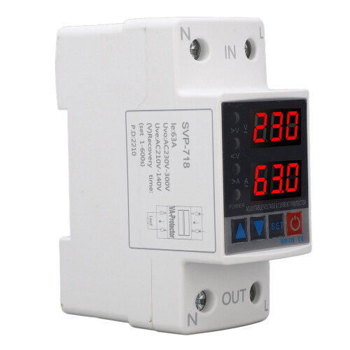 Self-Resetting Over Under Voltage Protector 63A Adjustable AC220V 1
