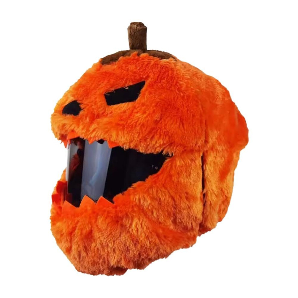 Halloween Pumpkin Motorcycle Helmet Cover Cartoon Plush Full-Face Cover Fits Most Full-Face Helmets Helmet Not Included 9084446596243